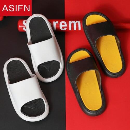 ASIFN Sippers Men Platform Shoes PVC Soft Indoor Home Slides for Men Non-slip Summer Sandals Women Bathroom Fashion Shoes