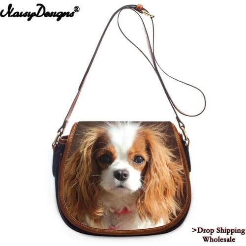 2020 Top-handle Bags Cavalier King Dog Prints Luxury Handbags Women Bags Designer Casual Ladies Messenger Bag Free Dropshipping