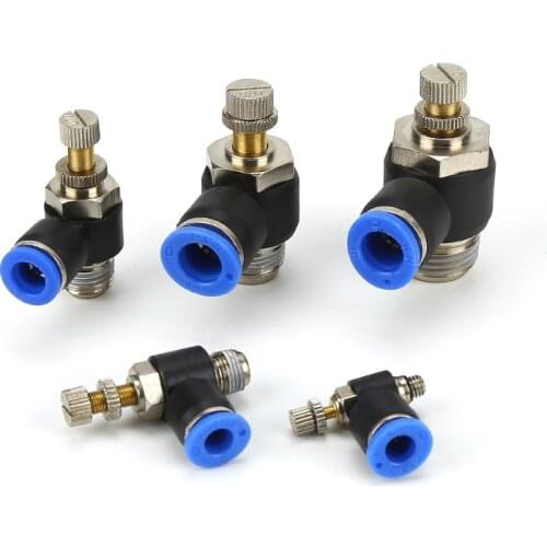 4mm 6mm 8mm 16mm Tube To M5 M6 1/2" BSP Male Thread Air Pneumatic Speed Flow Controller Gas Airflow Limit Valve Pipe Fitting