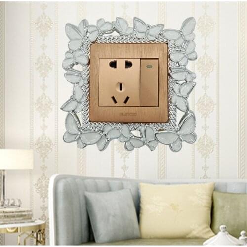 Creative cartoon DIY switch sticker wall sticker single light switch cover plate rose lace switch sticker wall sticker decoratio