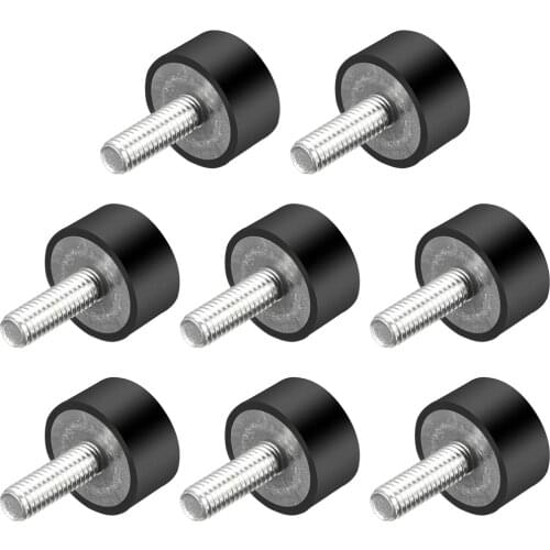 Uxcell 8pcs M6 Thread Rubber Mounts Vibration Isolators Cylindrical Shock Absorber with Studs 20x10mm to Air Conditioning