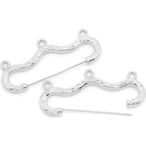 Doreen Box Lovely Connectors Findings Bend/Bow Silver Color 4.7x2cm,20PCs (B25450)