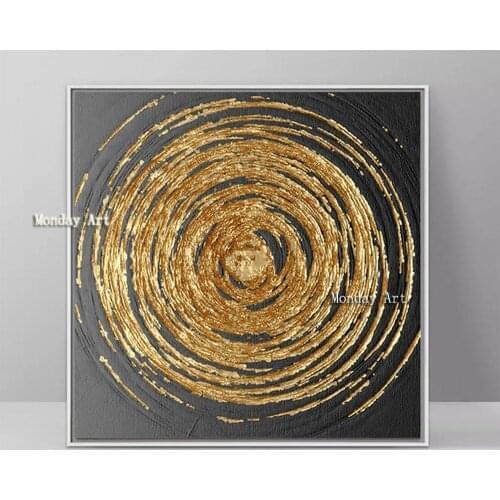 High qualitly handmade Abstract Black Gold Canvas Painting Art Poster wall Painting gold painting Wall Pictures for living room