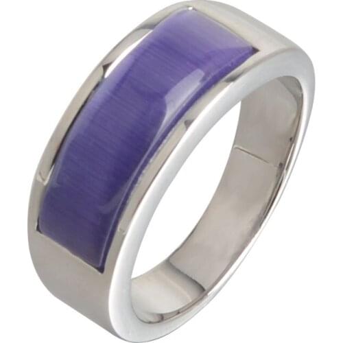 High Quality Rectangular Curved Artificial Stone Stainless Steel Ring for Women Fashion Jewelry Accessories Multi-color Rings