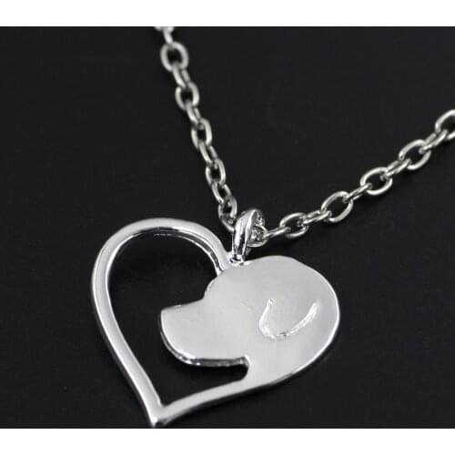 Youe shone Fashion Heart Necklace silver plated Dog Pet Lover Necklaces lovers gift Jewelry