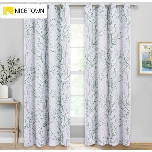 NICETOWN Branch Art Modern Blackout Curtains for Living Room Bedroom Background Drapes Light Block for Modern Fresh Style