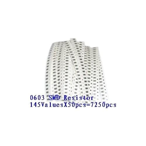0603 SMD Resistor Samples kit ,1R-1M 145ValuesX50pcs=7250pcs, free shipping