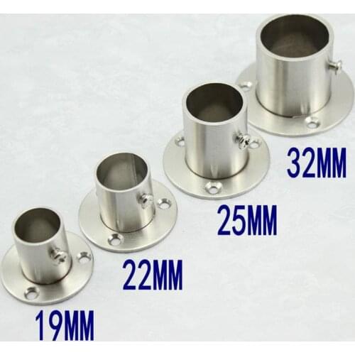 1pcs Thick Stainless Steel Flange Seat for Wardrobe Curtain Cloth Rod Seat Round Tube Seats Bracket Household Furniture Hardware