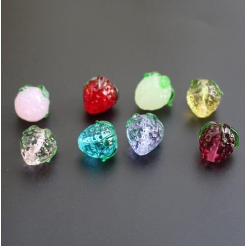 10Pcs 8mm*12mm Handmade Lampwork Glass Beads Lovely Strawberry Beads Multi-color for jewelry &DIY