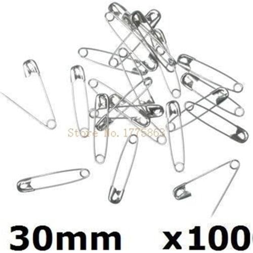 100Pcs Small Silver Metal Steel Safety Pins 3cm 30mm AA7683