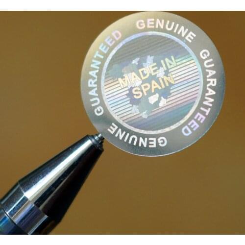 2000 pcs Made in Spain Hologram Genuine Guaranteed Stickers in Silver Security labels 20mm