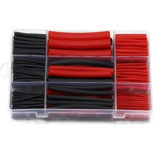 270Pcs 3: 1 Shrink Ratio Dual Wall Adhesive Lined Heat Shrink Tubing Tube 6 Size 2 Color KIT Black Red