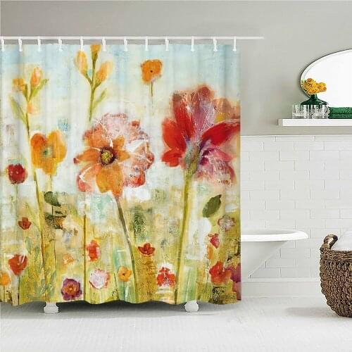 3D Beautiful Flowers Elk Art Fresh Shower Curtain Waterproof Bathroom Decoration Home Furnishing