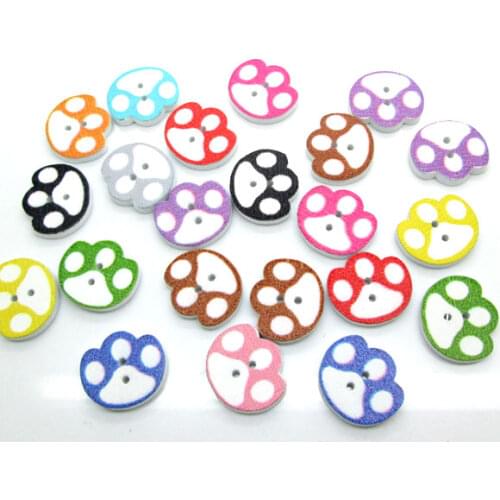 50Pcs Mixed Footpad Wood Shape Apparel Sewing Buttons For Kids Clothes Scrapbooking Decorative Handicraft DIY Accessories