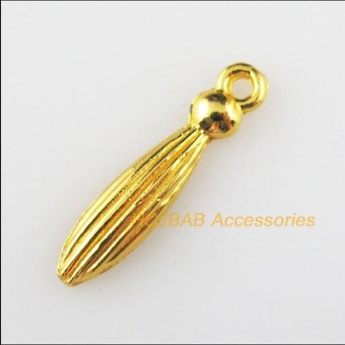 70 New Animal Feathe Charms Gold Color Leaf Tassels Pendants 4.5x20mm