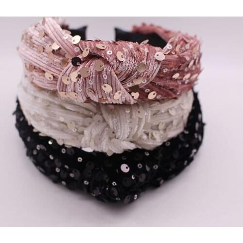 Bohemian Vintage Sequin Hairband Handmade Padded Headband customized Hair Accessories
