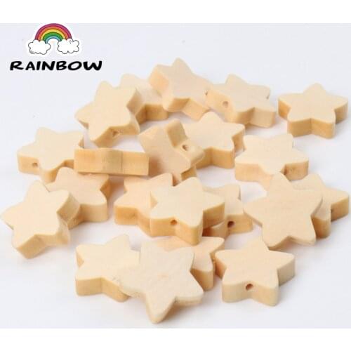 Natural Wooden Material Star Shape Spacer Beads For Jewelry Making DIY For Kids Handmake 19mm 20pcs