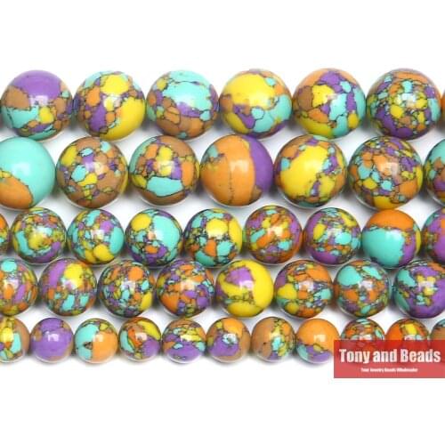 Synthetic Stone Yellow Painting Jaspers Round Beads 15" Strand 6 8 10 12MM Pick Size For Jewelry