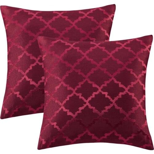 2 Packs Wine Cushions Covers 45X45 for Sofa Couch Bed Jacquard Throw Pillows Covers For Bedroom House Home Decor Cushion Cases