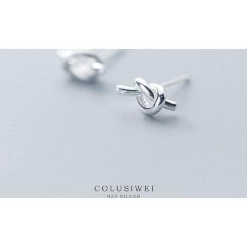 Colusiwei 2020 New Arrival Authentic 925 Sterling Silver Simple Knot Geometric Line Stud Earrings for Women Fine Jewelry Bijoux