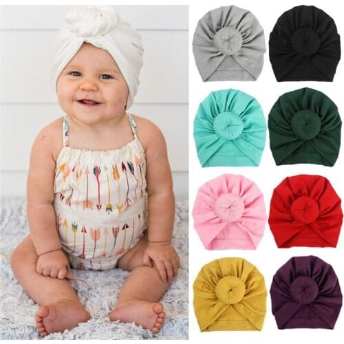 Infant Baby Turban Toddler Kids Boy Girl Cotton Solid Knot Hat Lovely Soft Hat Caps