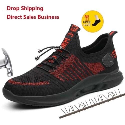 Breathable Mens Safety Shoes Boots With Steel Toe Cap Casual Mens Boots Work Indestructible Shoes Puncture-Proof Work Sneakers
