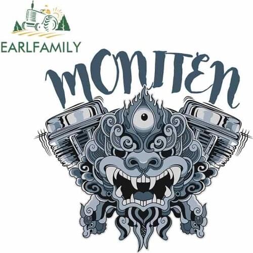 EARLFAMILY 13cm x 12.5cm for Fierce Monster Cartoon Car Stickers Sunscreen Vinyl JDM Waterproof Anime Bumper Trunk Graphics