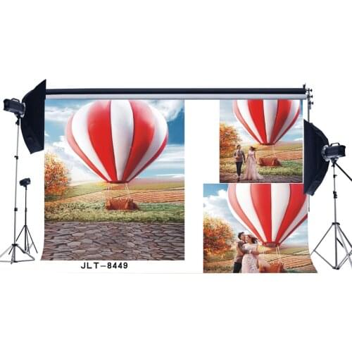 Photography Backdrops Rural Hot Air Balloon Blue Sky Vintage Floor Wedding Party Photo Background