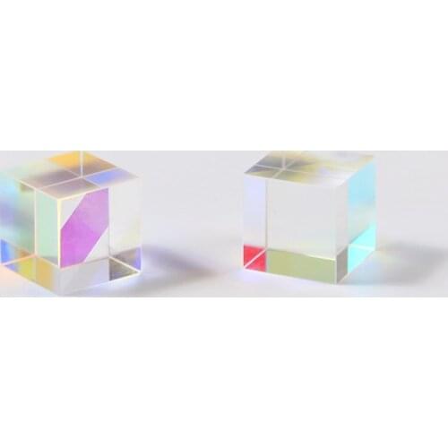 Photographic Dichroic Color K9 Rainbow laser Cube prism 5*5*5 mm Size Crystal Teaching Customized prism glass