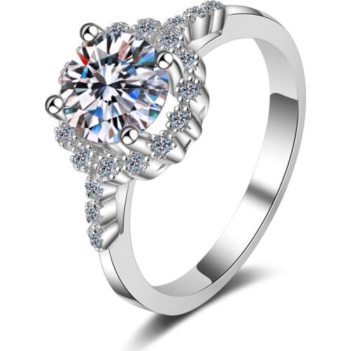 Passed Diamond Test Stone Perfect Moissanite Single Drill Ring 925 Sterling Silve 1CT Women Fashion Jewelry Engagement Gift