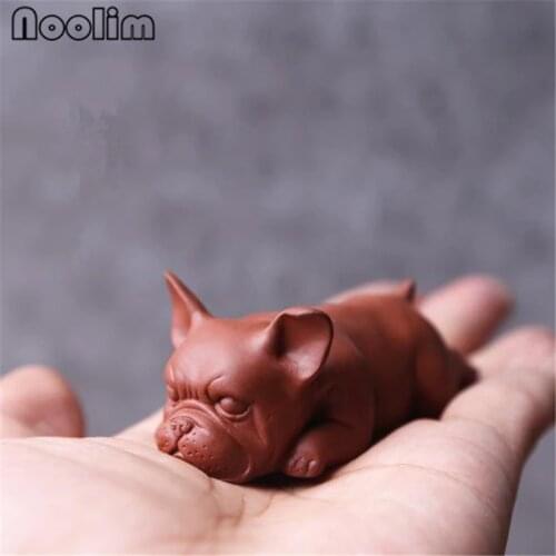 Creative Purple Clay Sleepy Dog Tea Pet Teaware Supplies Ceramic Small Animal Figurines Lucky Puppy Home Decoration Crafts