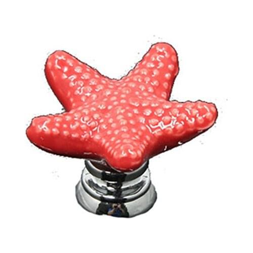 Creative Starfish Furniture Handles Cabinet Pulls Ceramic Door Knobs Household Drawer Cupboard Doorknob Wardrobe Pull Handle