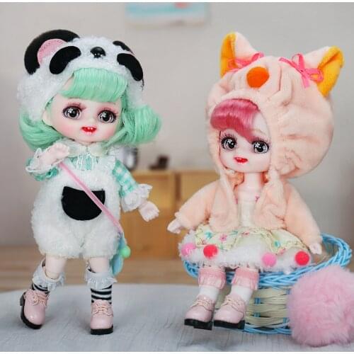 Dream Fairy 1/8 Dolls 6 inch Cute Animal Dress Up BJD Doll Makeup DIY Toy Mini Pocket Doll Christmas Gift for Girls