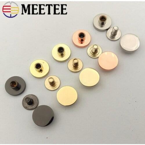 Meetee 10Pcs 10/15mm Metal Rivet Nails Round Screw Bag Hardware Decorative Studs Button DIY Twist Snap Hook Clasp Accessories