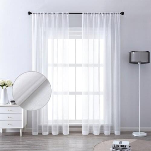 CDIY Modren White Curtain Window Tulle For Living Room Bedroom Kitchen Finished Window Treatment Voile Curtain Decoration Panel