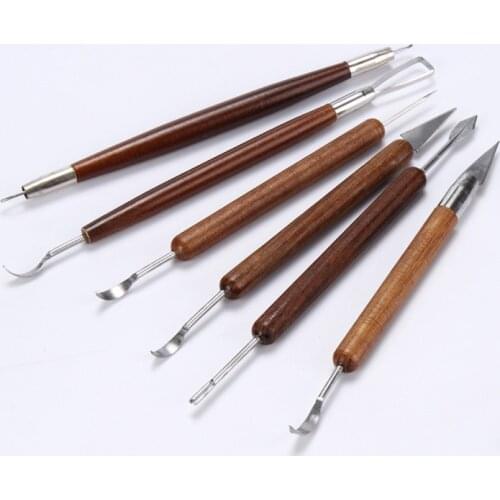 6pcs/Set Wood Clay Sculpting Kit Sculpt Smoothing Wax Carving Pottery Ceramic Tools Polymer Shapers Modeling Carved Tool