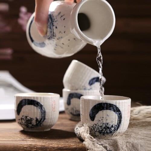 Japanese Sake Set Creative Ceramic Wine Set Home Insulation Wine Glass Ceramics One Pot Four Glasses Sake White Wine Pot
