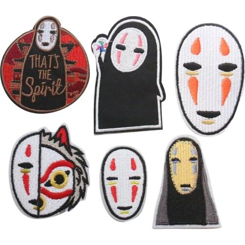 1PCS Spirited Away Pacth Cartoon Anime Iron on Patches for Clothing Embroidery Patch DIY Faceless Man Applique Stickers Badge