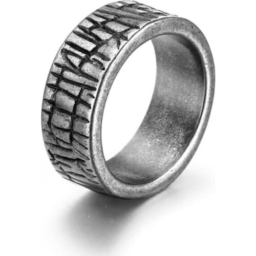 Stainless Steel Vintage Men Punk Rock Crackle Ring Jewelry Gift For Him Size 7-11