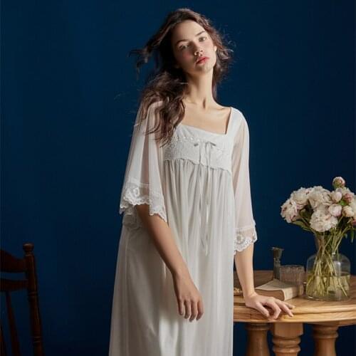 Nightgown China Elegant Nightdress Summer Sleepwear Women Ladies Nightgown Medieval Chinese style