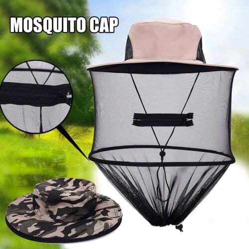 Newly Anti-Mosquito Net Hat Sun Protection Mesh Bucket Hat with Drawstring for Fishing Hiking Beekeeping