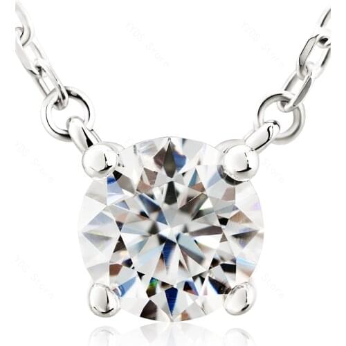 Moissanite Necklace Diamond Pendant Necklace D Color VVS1 Clarity 18K White Gold Plated Necklaces for Women Jewelry