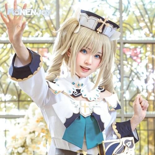 Monenjoy Genshin Impact Barbara Cosplay Wig Beige Twin-tail Cos Hair