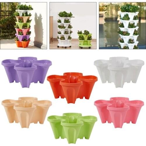 Stand Stacking Planters Strawberry Planting Pots with Drainage Holes Plastic Flower Pot Plant Permeable Type Flowerpot Garden