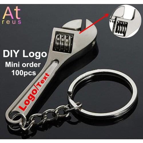 Custom Gift DIY Engraved Logo/Name Adjustable Creative Mini Wrench Spanner Tools Key Chain Ring Keyring Bag Car Pendant Ornament