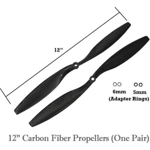 2pairs 12" 1245 12X4.5 Carbon Fiber Propeller 2CW/2CCW Prop for Quad-Multi Coptor