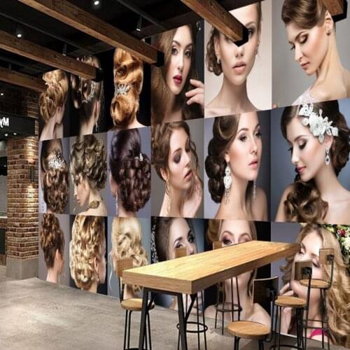 Drop Shipping Custom Photo Wallpaper Personalized Fashion Beauty Salon Design Background Wallpaper Mural Barber Shop Decoration