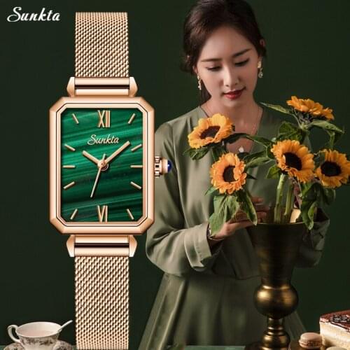 SUNKTA Luxury Designer Brand Women Ultra thin Casual Dress Quartz Watch Ladies Bracelet Watches Fashion Stainless Clock 2020+Box