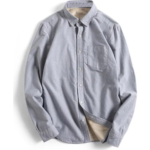 Autumn Winter Oxford Men Fashion Velvet Dress Shirts Long Sleeve Fleece Business Shirt Mens Warm Casual Shirts Quality TS-293