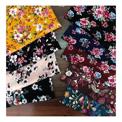 Rayon fabric dark floral printed fabric dress fabricLFCK080077